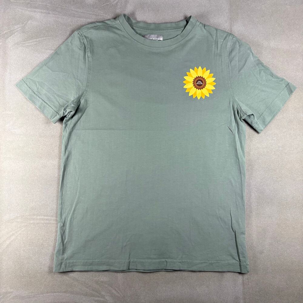 Kappa Medium Womens Don’t Worry Be Happy Sunflower Green T Shirt 100%‎ Cotton - Picture 3 of 6
